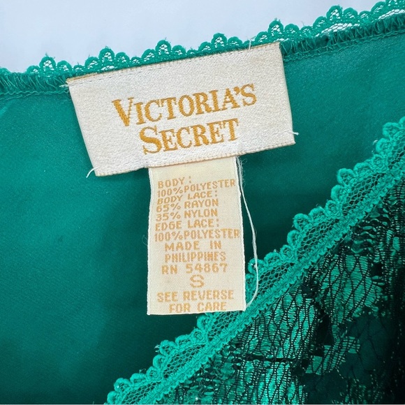 Vintage‎ gold label Victoria Secret green lace top Small - Picture 5 of 11